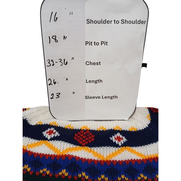Vintage Handmade Knit Fair Isle Nordic Sweater Sz S/M Boho Granny Ski Lodge Art - Picture 12 of 16